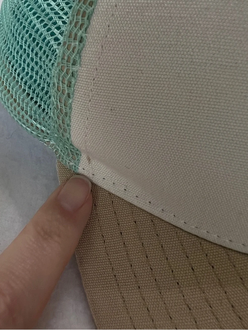 Patagonia California bear trucker hat faded worn in light Aqua Tan